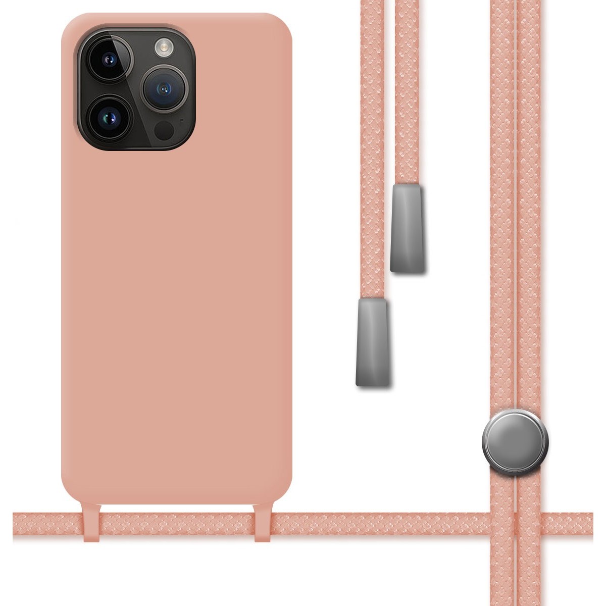 Funda Silicona Líquida con Cordón para iPhone 14 Pro (6.1) color Rosa