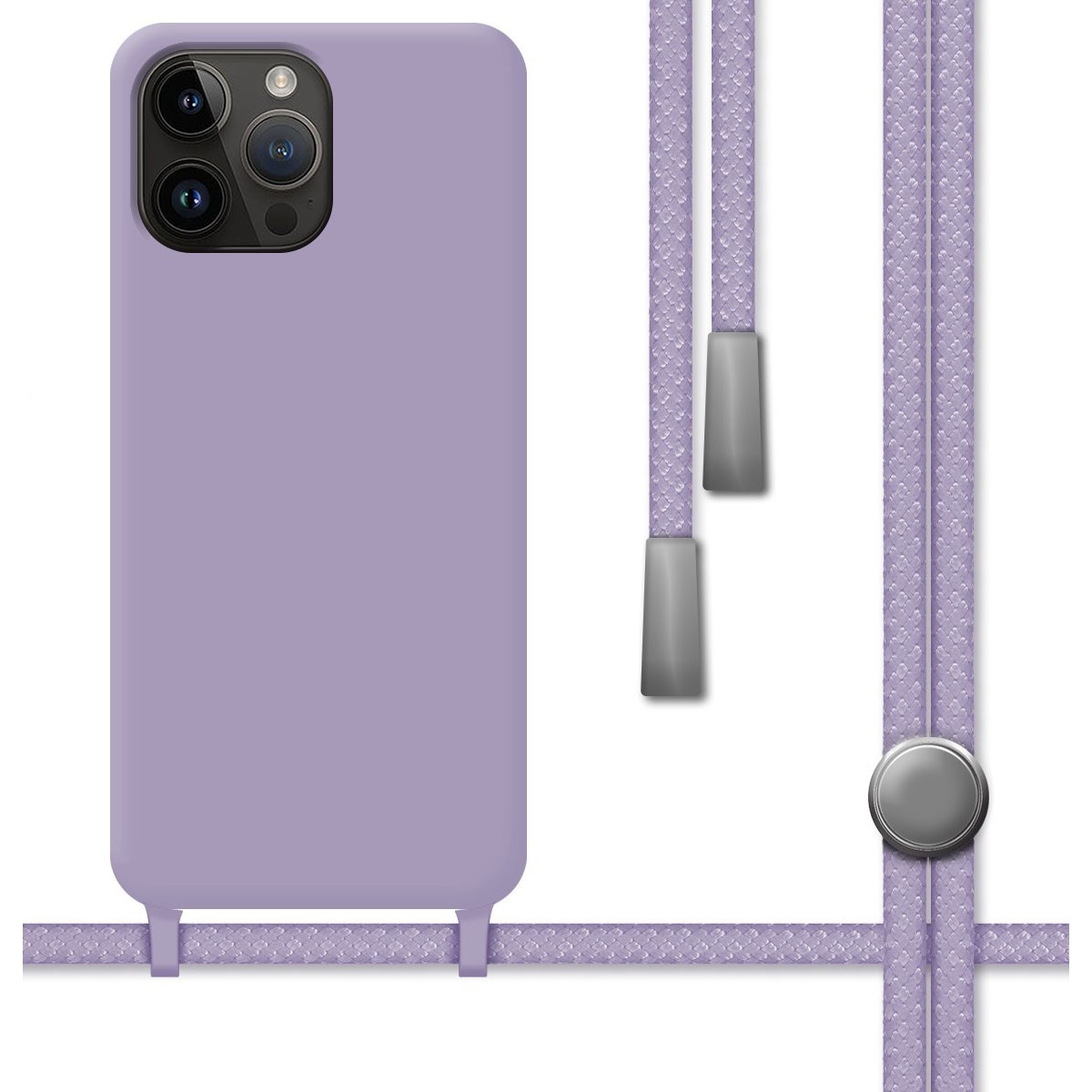 Funda Silicona Líquida con Cordón para iPhone 14 Pro Max (6.7) color Morada