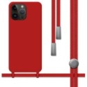 Funda Silicona Líquida con Cordón para iPhone 14 Pro Max (6.7) color Roja