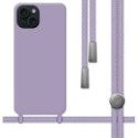Funda Silicona Líquida con Cordón para Iphone 15 (6.1) color Morada