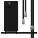 Funda Silicona Líquida con Cordón para Iphone 15 (6.1) color Negra