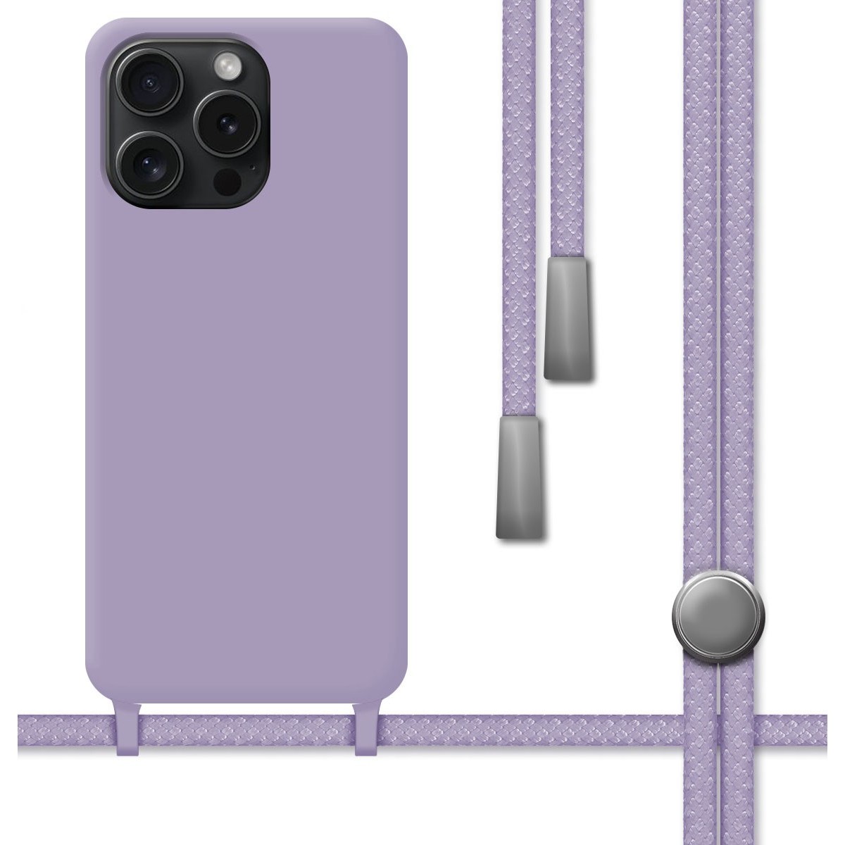 Funda Silicona Líquida con Cordón para Iphone 15 Pro (6.1) color Morada