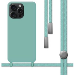 Funda Silicona Líquida con Cordón para Iphone 15 Pro Max (6.7) color Verde