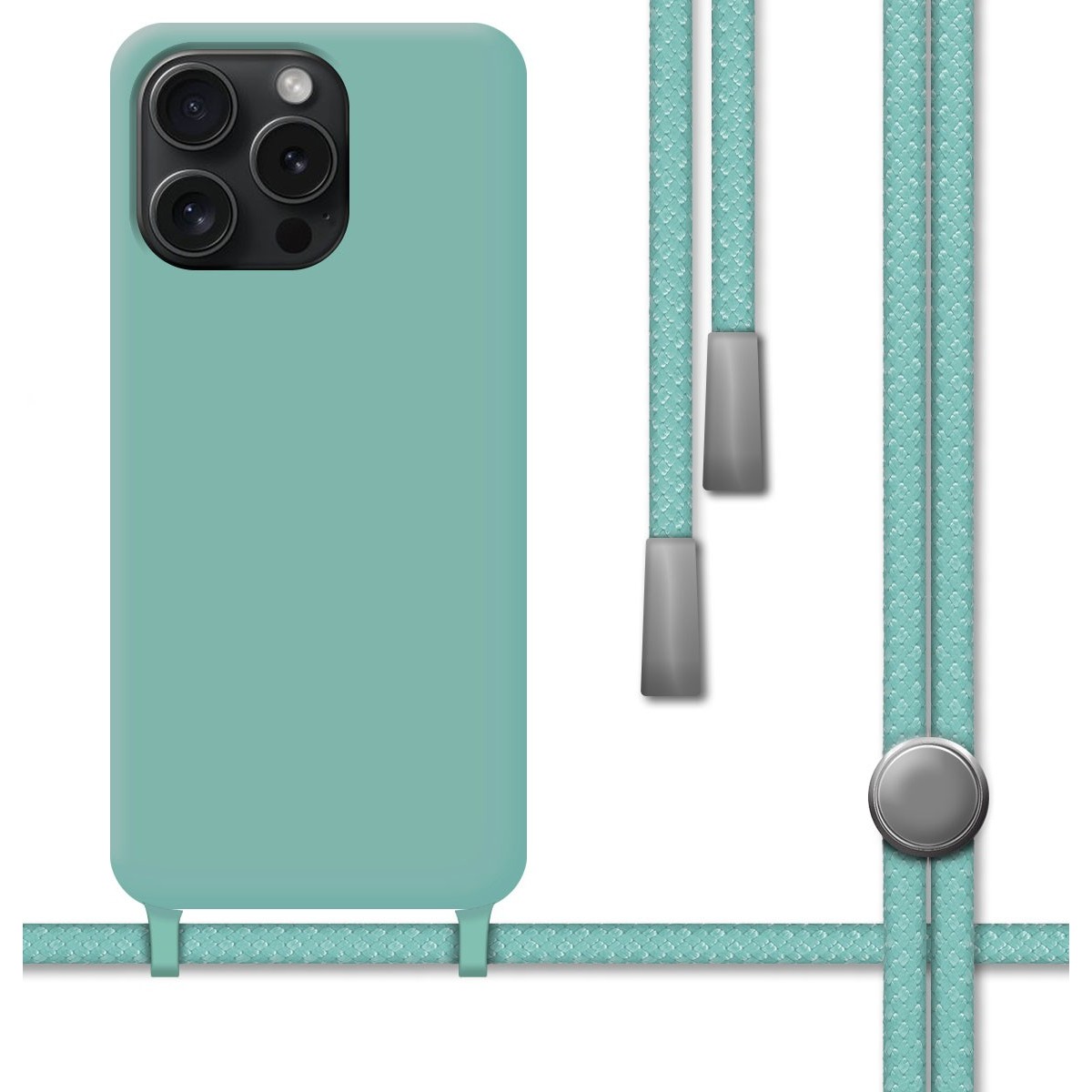 Funda Silicona Líquida con Cordón para Iphone 15 Pro Max (6.7) color Verde