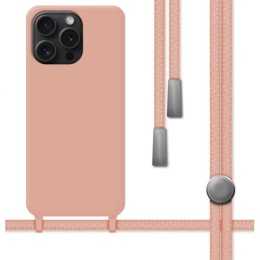 Funda Silicona Líquida con Cordón para Iphone 15 Pro Max (6.7) color Rosa