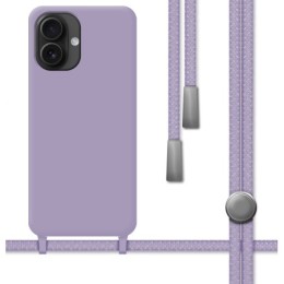 Funda Silicona Líquida con Cordón para Iphone 16 (6.1) color Morada
