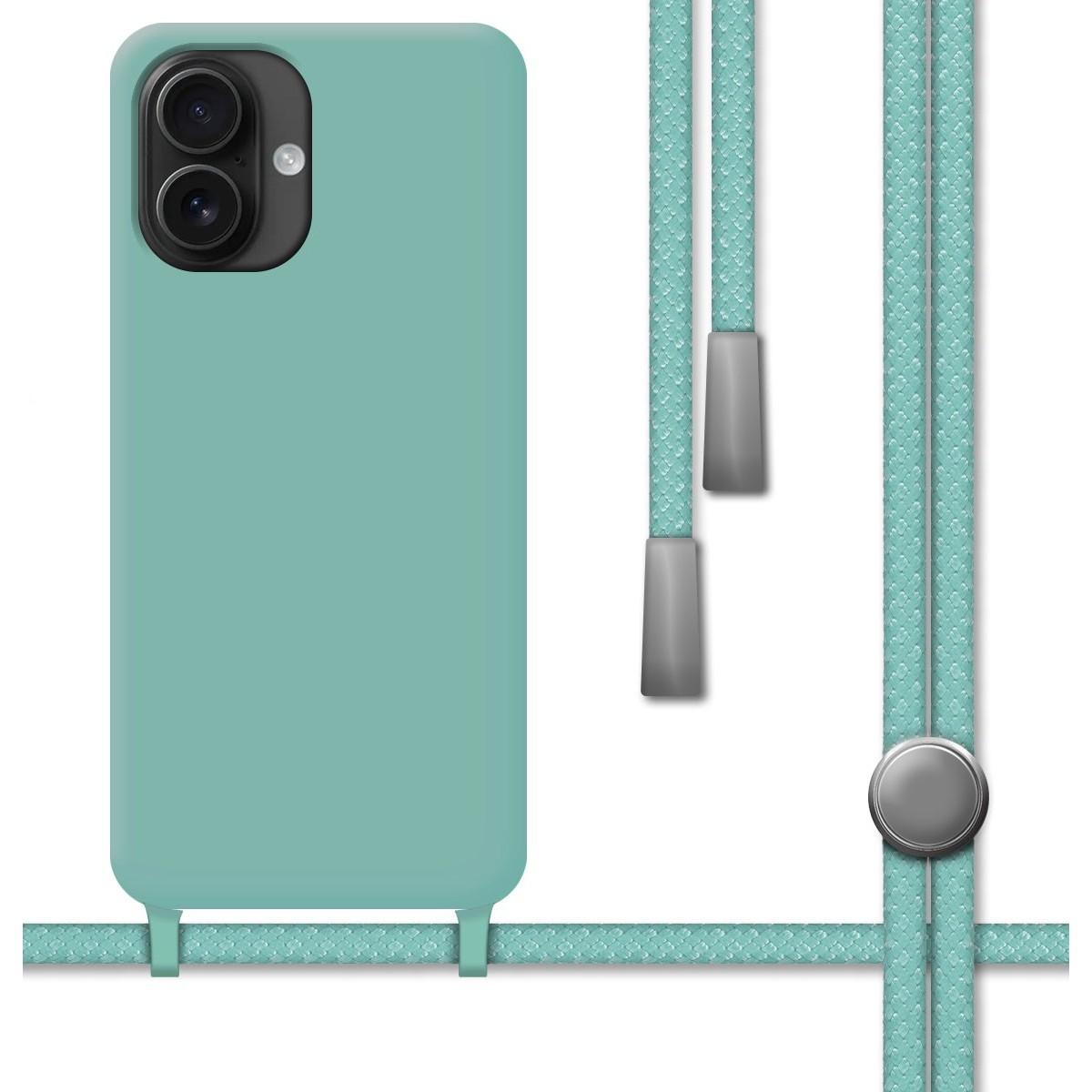 Funda Silicona Líquida con Cordón para Iphone 16 (6.1) color Verde