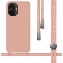 Funda Silicona Líquida con Cordón para Iphone 16 (6.1) color Rosa