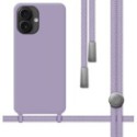 Funda Silicona Líquida con Cordón para Iphone 16 Plus (6.7) color Morada