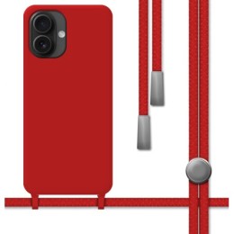 Funda Silicona Líquida con Cordón para Iphone 16 Plus (6.7) color Roja