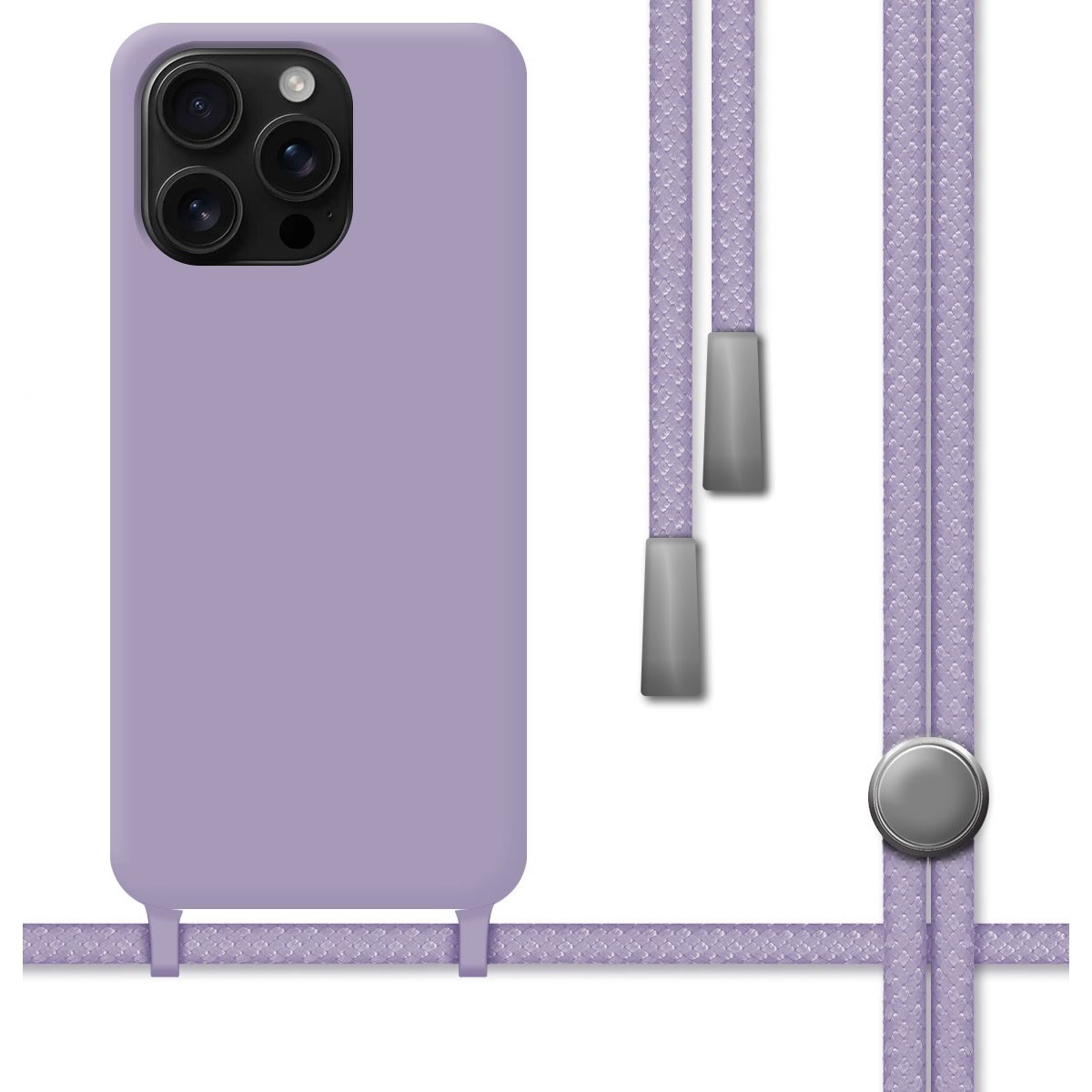 Funda Silicona Líquida con Cordón para Iphone 16 Pro (6.3) color Morada