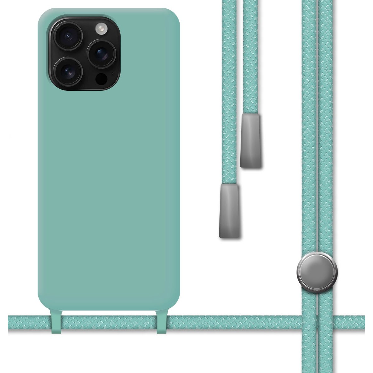 Funda Silicona Líquida con Cordón para Iphone 16 Pro (6.3) color Verde