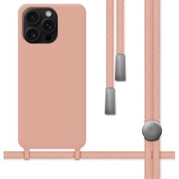 Funda Silicona Líquida con Cordón para Iphone 16 Pro (6.3) color Rosa