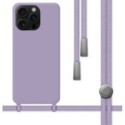 Funda Silicona Líquida con Cordón para Iphone 16 Pro Max (6.9) color Morada
