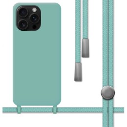 Funda Silicona Líquida con Cordón para Iphone 16 Pro Max (6.9) color Verde