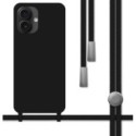 Funda Silicona Líquida con Cordón para IPhone 16e (6.1) color Negra