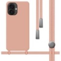 Funda Silicona Líquida con Cordón para IPhone 16e (6.1) color Rosa