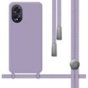 Funda Silicona Líquida con Cordón para Oppo A38 4G color Morada