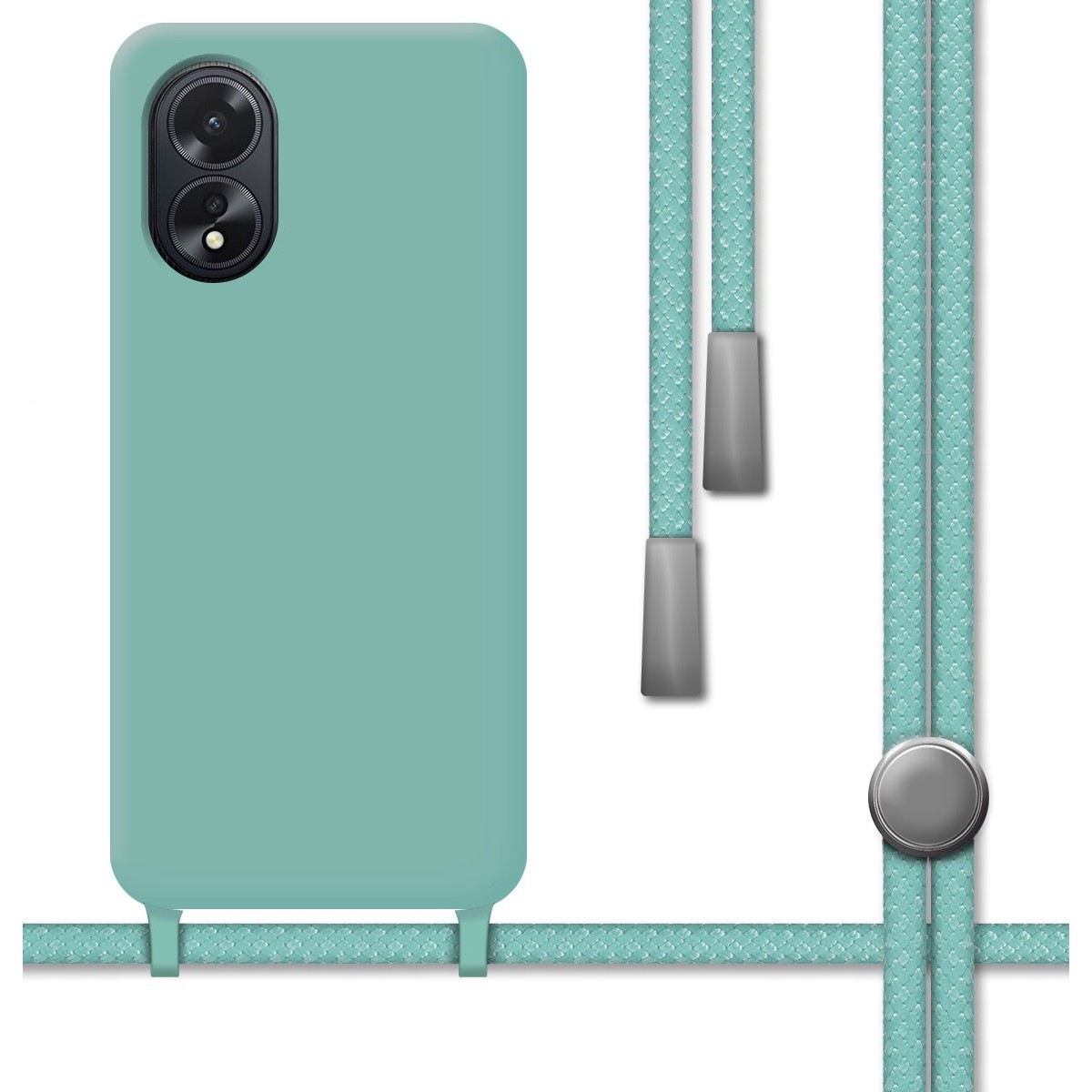 Funda Silicona Líquida con Cordón para Oppo A38 4G color Verde