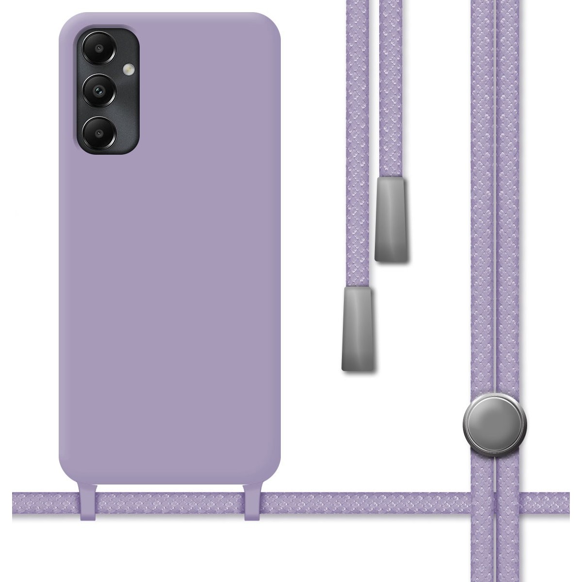Funda Silicona Líquida con Cordón para Samsung Galaxy A05s color Morada