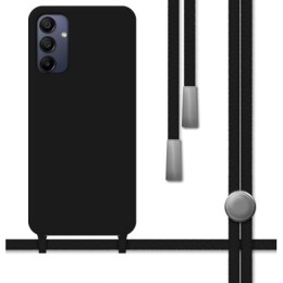 Funda Silicona Líquida con Cordón para Samsung Galaxy A15 4G / 5G color Negra