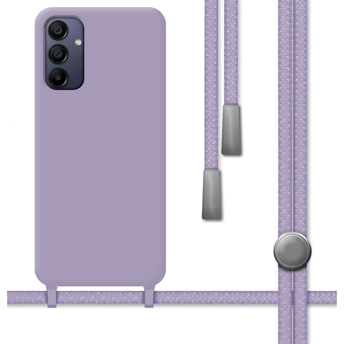 Funda Silicona Líquida con Cordón para Samsung Galaxy A25 5G color Morada
