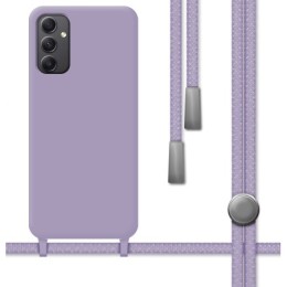 Funda Silicona Líquida con Cordón para Samsung Galaxy A34 5G color Morada