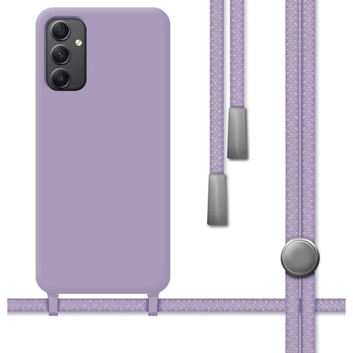 Funda Silicona Líquida con Cordón para Samsung Galaxy A34 5G color Morada