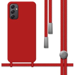 Funda Silicona Líquida con Cordón para Samsung Galaxy A34 5G color Roja