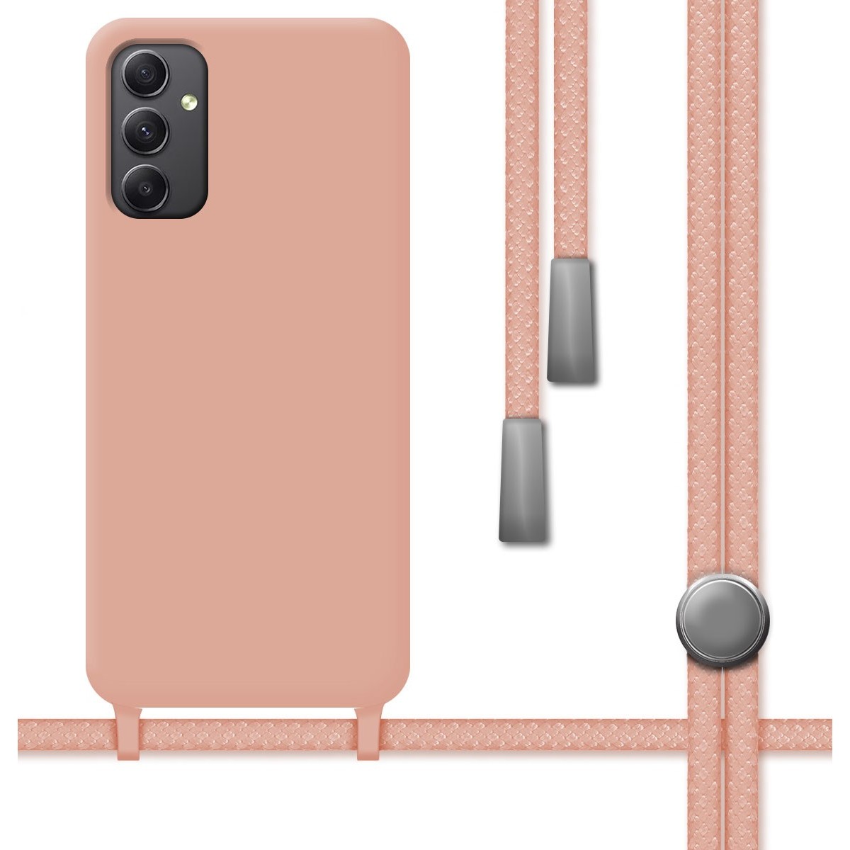 Funda Silicona Líquida con Cordón para Samsung Galaxy A34 5G color Rosa