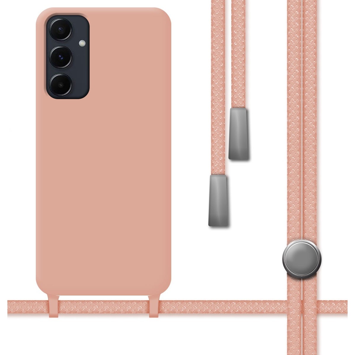 Funda Silicona Líquida con Cordón para Samsung Galaxy A35 5G color Rosa