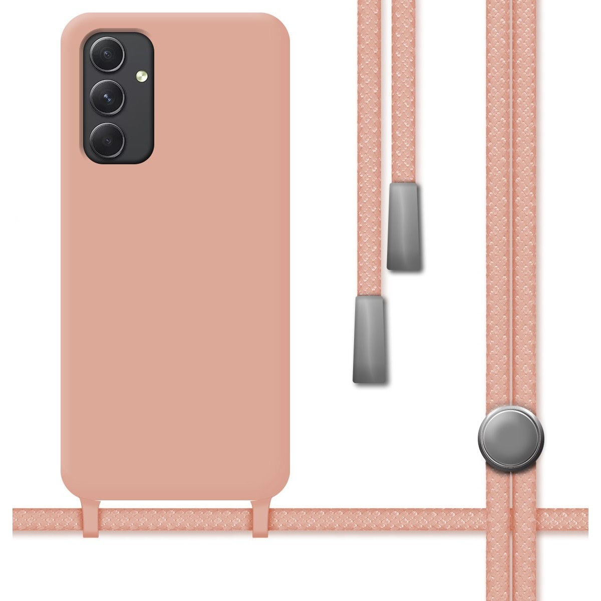 Funda Silicona Líquida con Cordón para Samsung Galaxy A54 5G color Rosa