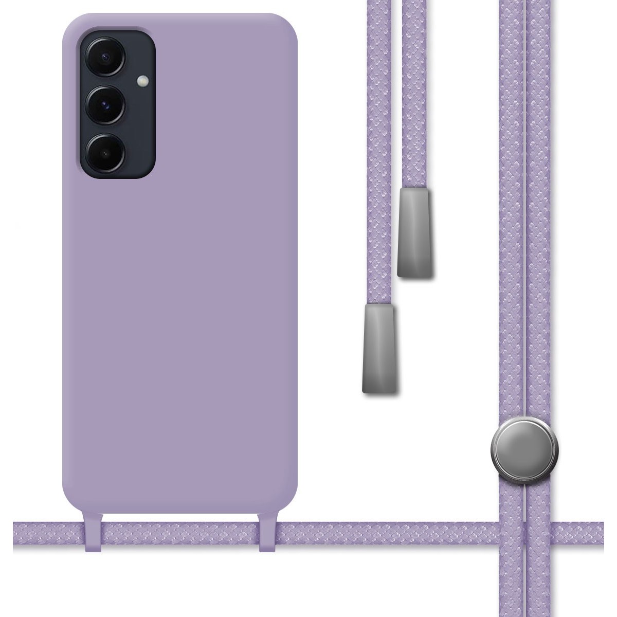 Funda Silicona Líquida con Cordón para Samsung Galaxy A55 5G color Morada