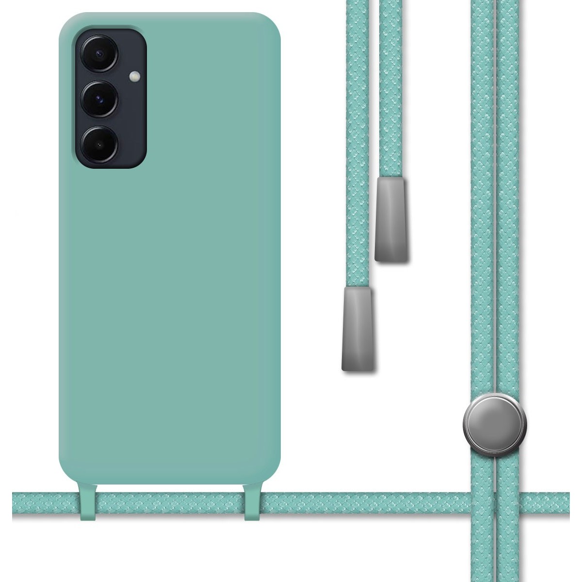 Funda Silicona Líquida con Cordón para Samsung Galaxy A55 5G color Verde