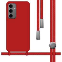 Funda Silicona Líquida con Cordón para Samsung Galaxy S24 FE 5G color Roja