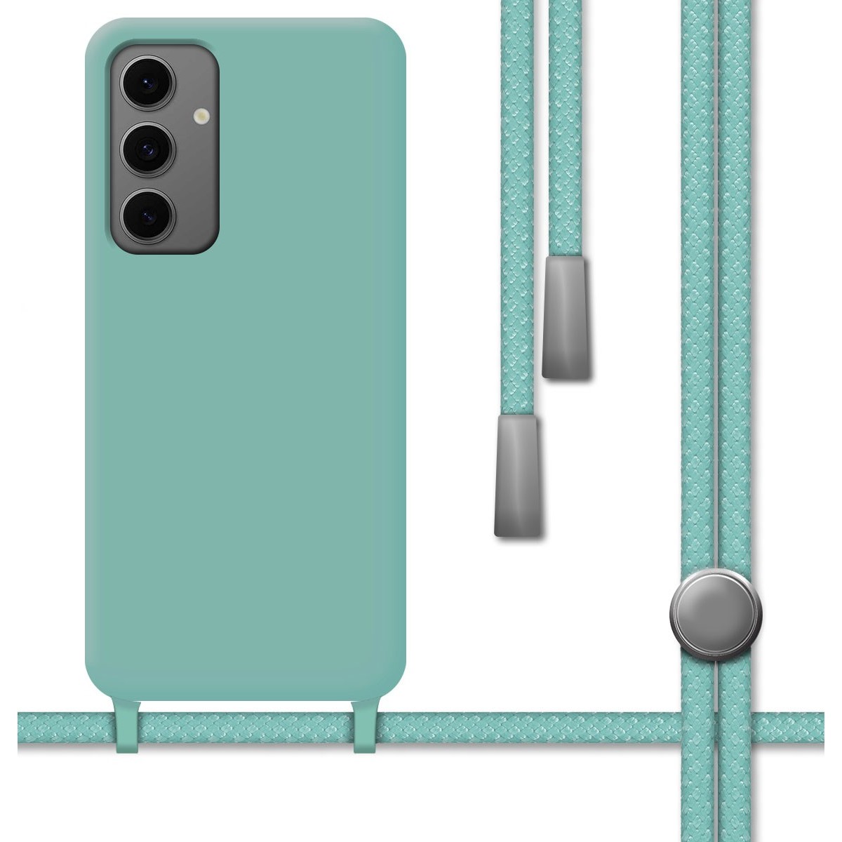 Funda Silicona Líquida con Cordón para Samsung Galaxy S24 FE 5G color Verde