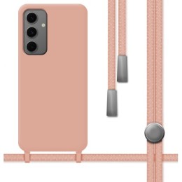 Funda Silicona Líquida con Cordón para Samsung Galaxy S24 FE 5G color Rosa