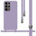 Funda Silicona Líquida con Cordón para Samsung Galaxy S24 Ultra 5G color Morada
