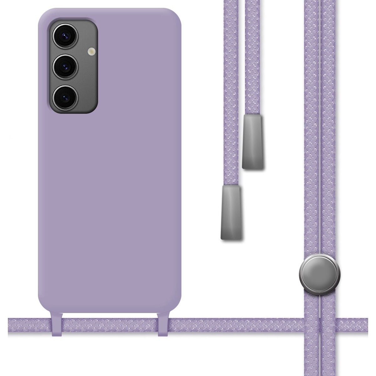 Funda Silicona Líquida con Cordón para Samsung Galaxy S24+ Plus 5G color Morada