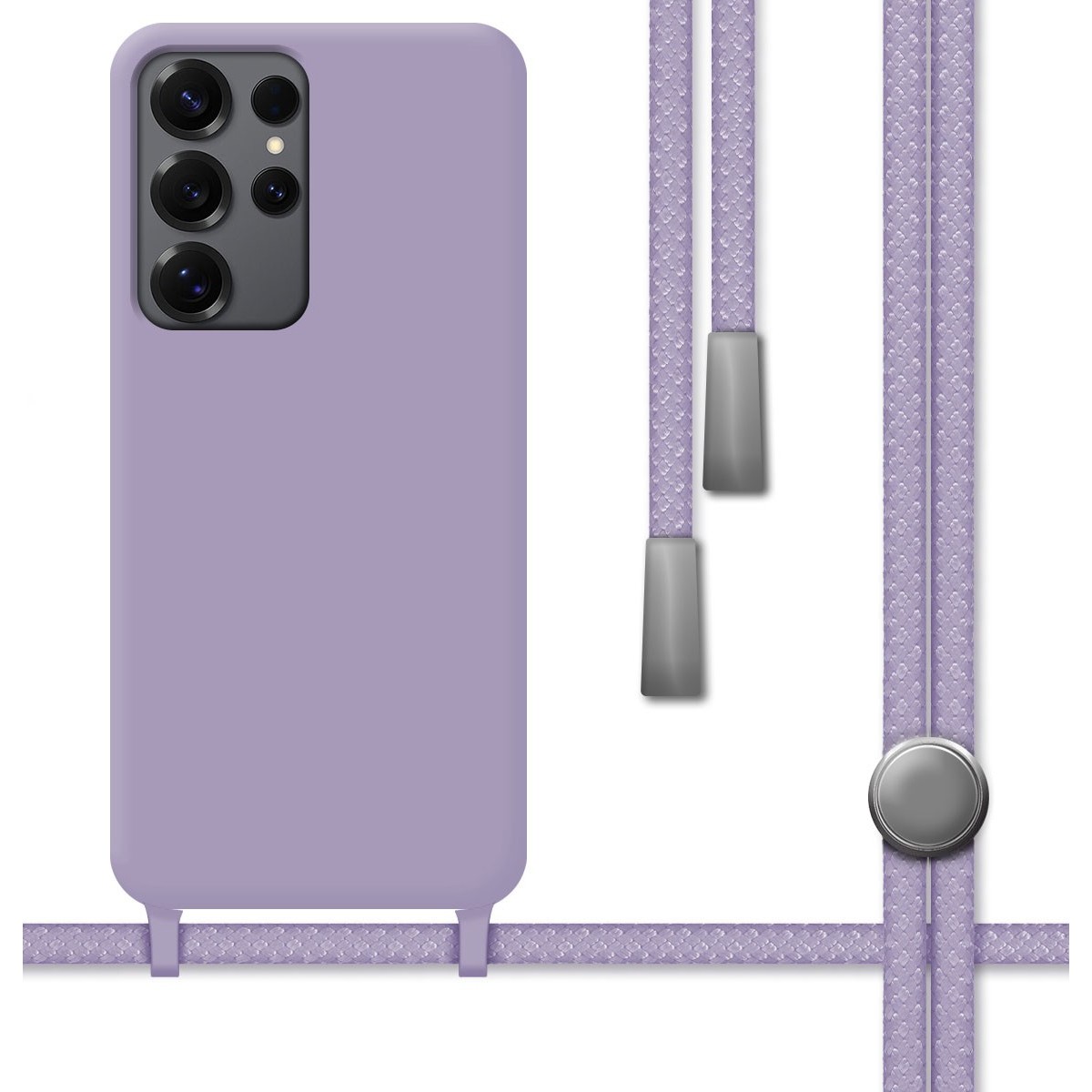 Funda Silicona Líquida con Cordón para Samsung Galaxy S25 Ultra 5G color Morada