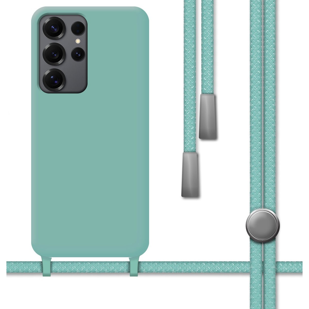 Funda Silicona Líquida con Cordón para Samsung Galaxy S25 Ultra 5G color Verde