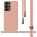 Funda Silicona Líquida con Cordón para Samsung Galaxy S25 Ultra 5G color Rosa