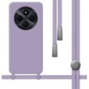 Funda Silicona Líquida con Cordón para Xiaomi Redmi 14C color Morada