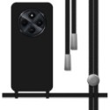 Funda Silicona Líquida con Cordón para Xiaomi Redmi 14C color Negra