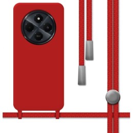 Funda Silicona Líquida con Cordón para Xiaomi Redmi 14C color Roja