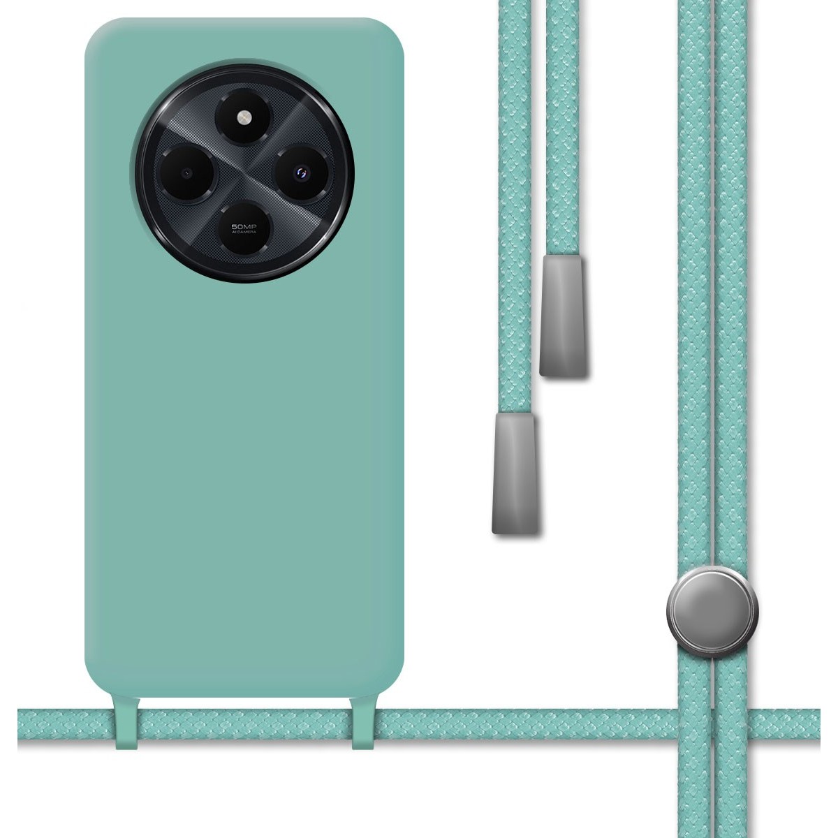 Funda Silicona Líquida con Cordón para Xiaomi Redmi 14C color Verde
