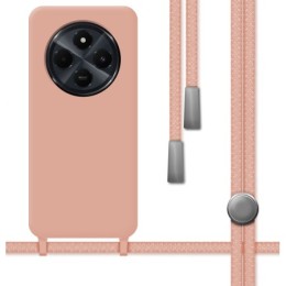 Funda Silicona Líquida con Cordón para Xiaomi Redmi 14C color Rosa