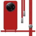 Funda Silicona Líquida con Cordón para Xiaomi Redmi A3 color Roja