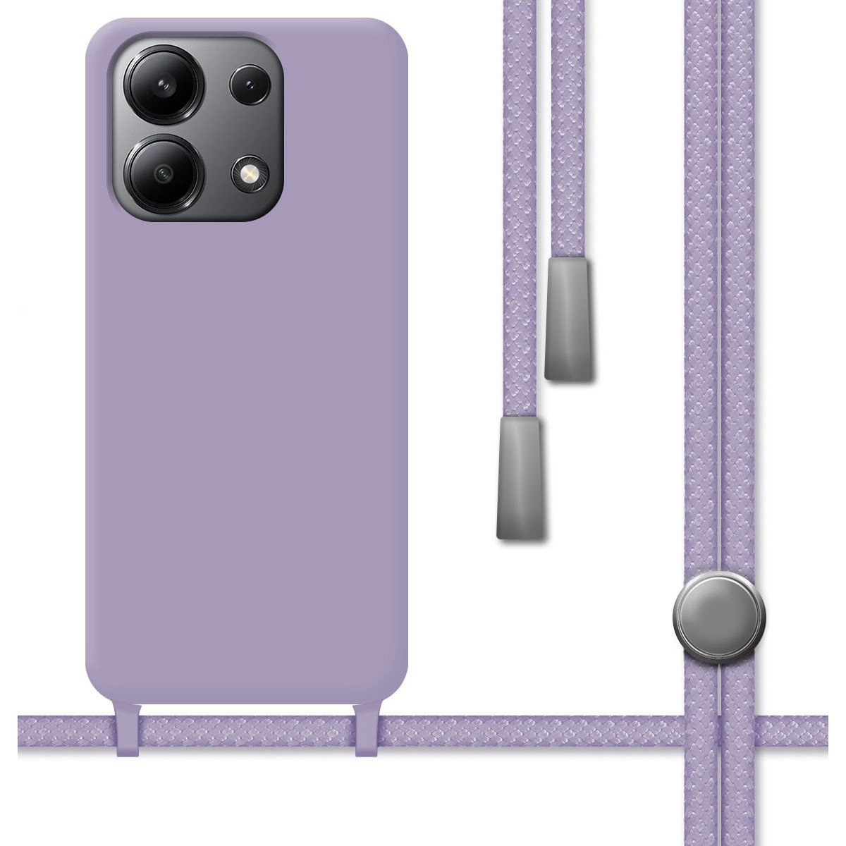 Funda Silicona Líquida con Cordón para Xiaomi Redmi Note 13 4G color Morada