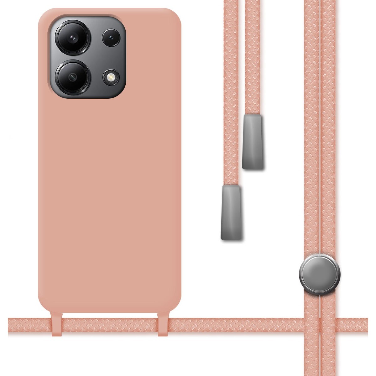 Funda Silicona Líquida con Cordón para Xiaomi Redmi Note 13 4G color Rosa